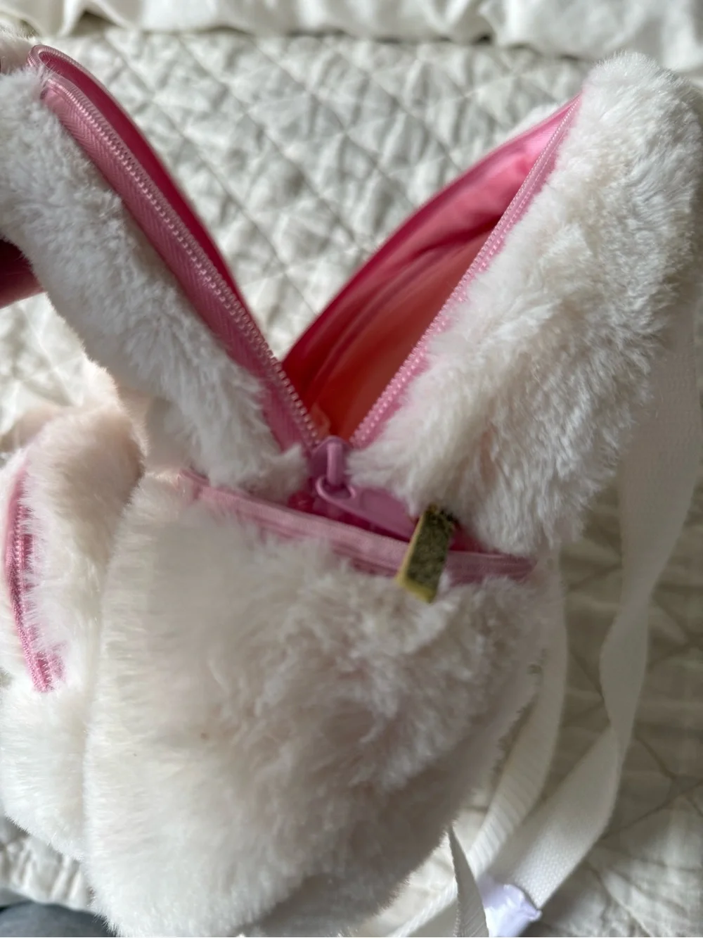 Plush Swan Kids Backpack - Soft Pink and White